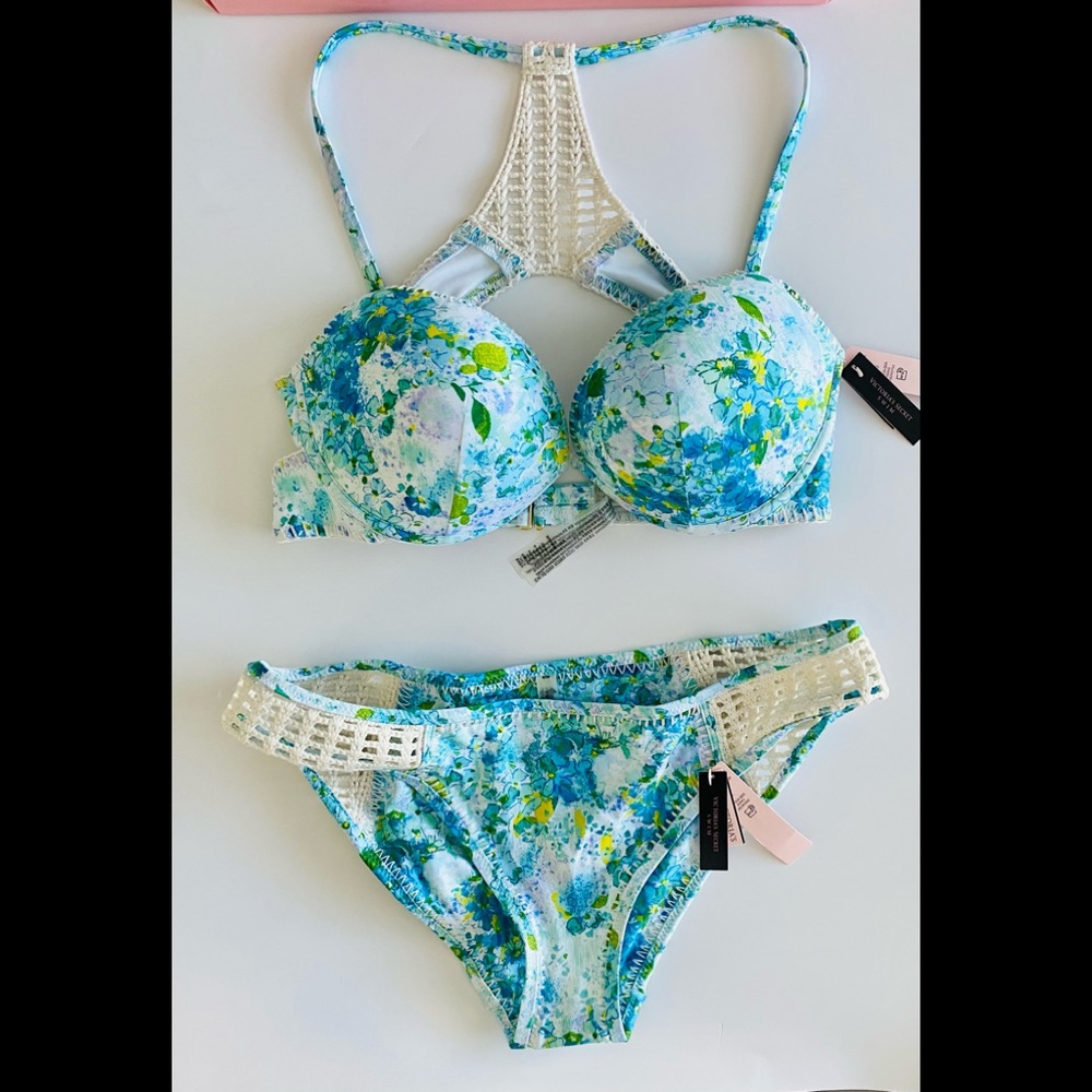 NEW Victoria Secret Swim Carova Crochet Bikini Swimsuit Set 36C, Medium  bottom